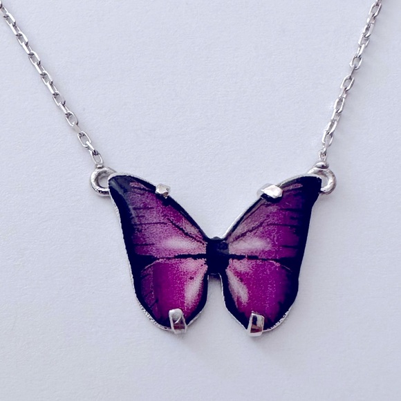 Jewelry - Purple butterfly necklace 925 silver